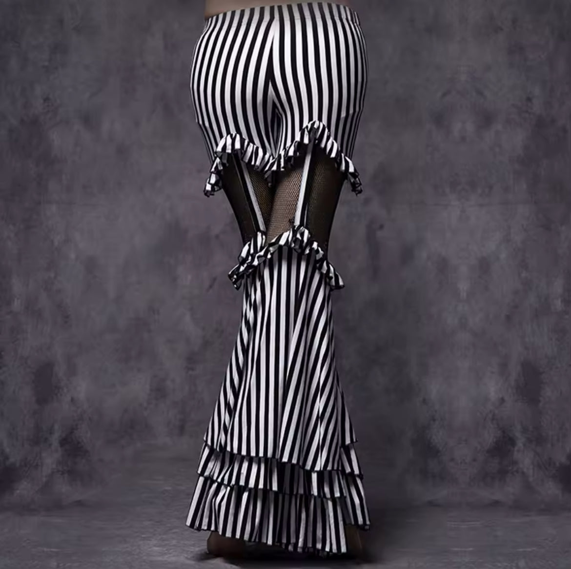 New Restock Limited Sizes Women Bell-Bottom Style Flared Striped Low Waist Pants M L