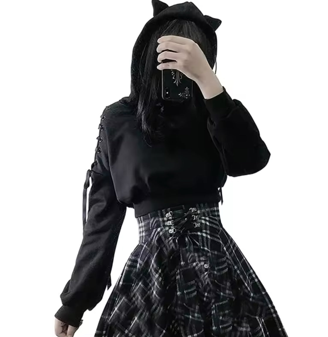 New Arrivals 4 Designs To Choose From Women’s Cat Design Gothic Witchy Black Hooded Sweatshirt