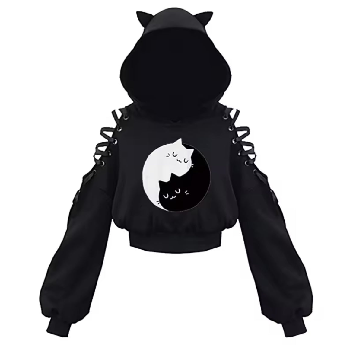 New Arrivals 4 Designs To Choose From Women’s Cat Design Gothic Witchy Black Hooded Sweatshirt