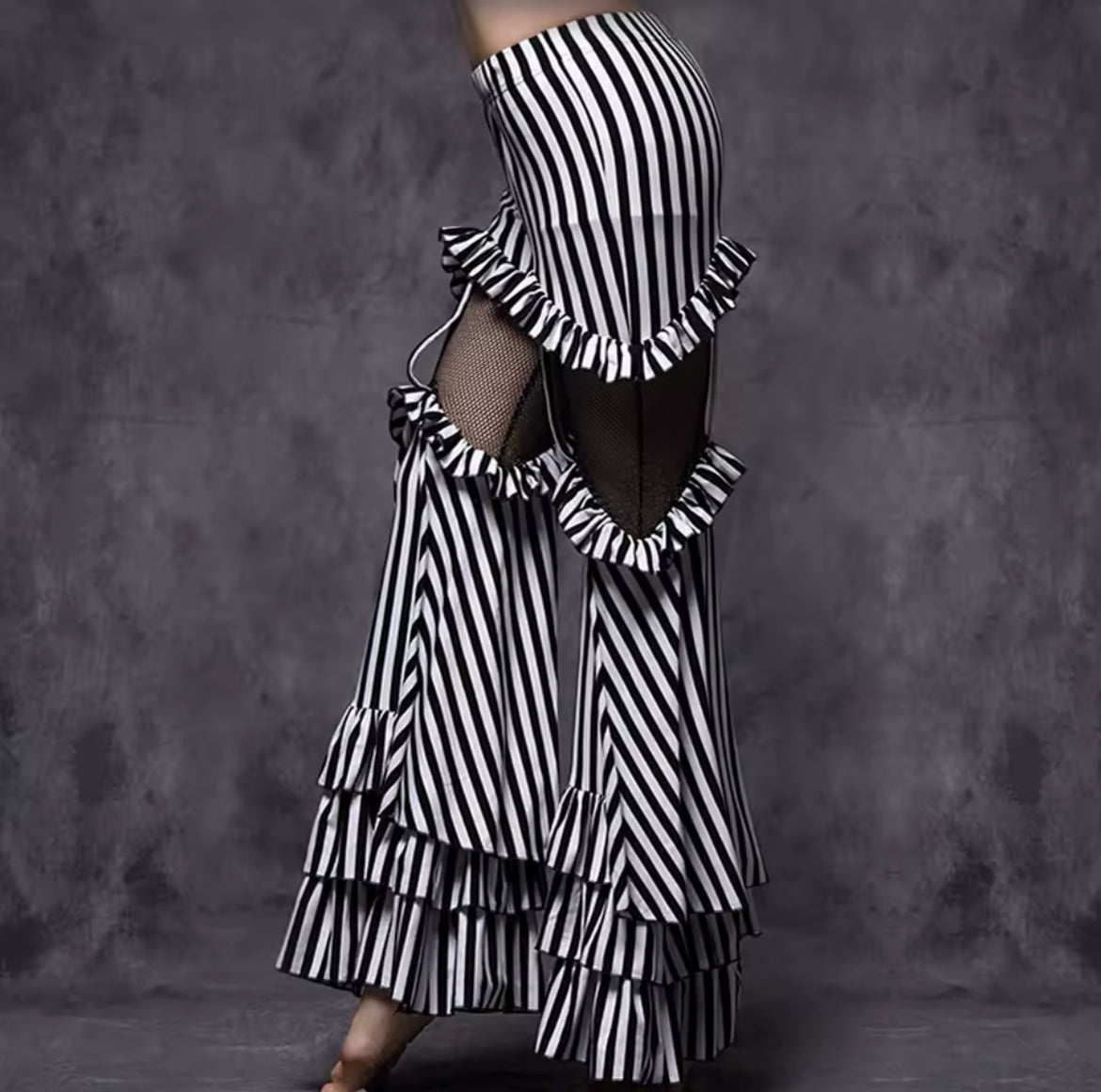 New Restock Limited Sizes Women Bell-Bottom Style Flared Striped Low Waist Pants M L