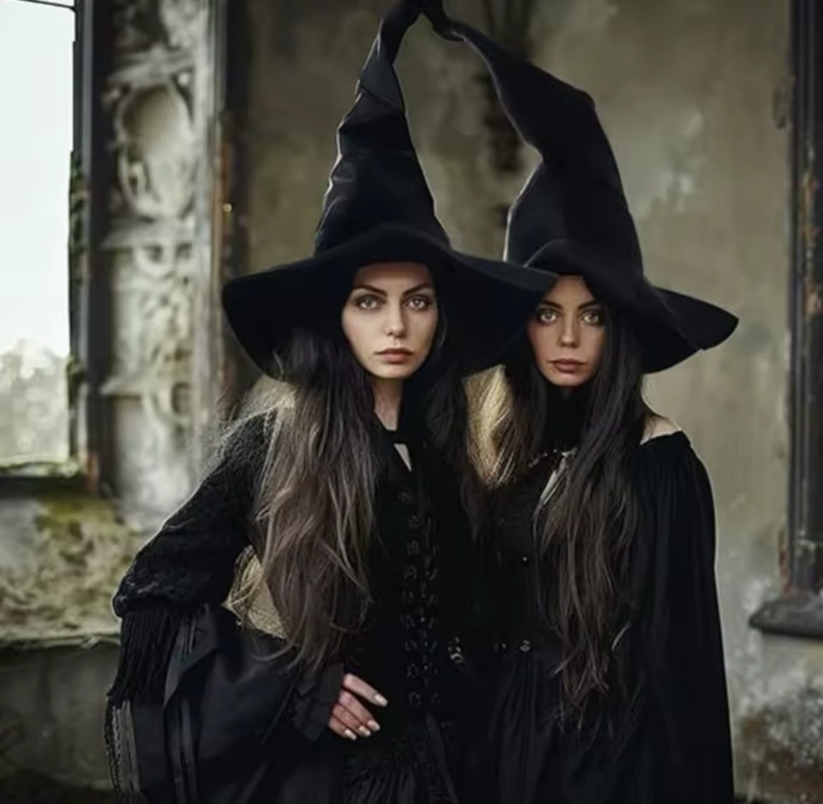 “Magickal Black Velvet Witch Hat – Vintage-Inspired Ritual & Costume Accessory”