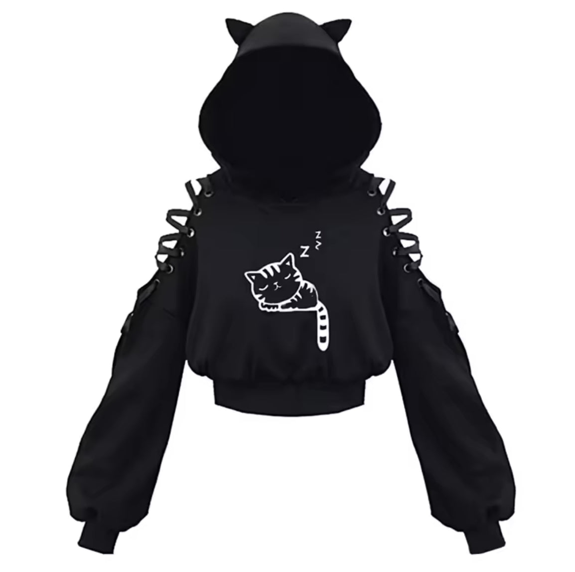 New Arrivals 4 Designs To Choose From Women’s Cat Design Gothic Witchy Black Hooded Sweatshirt