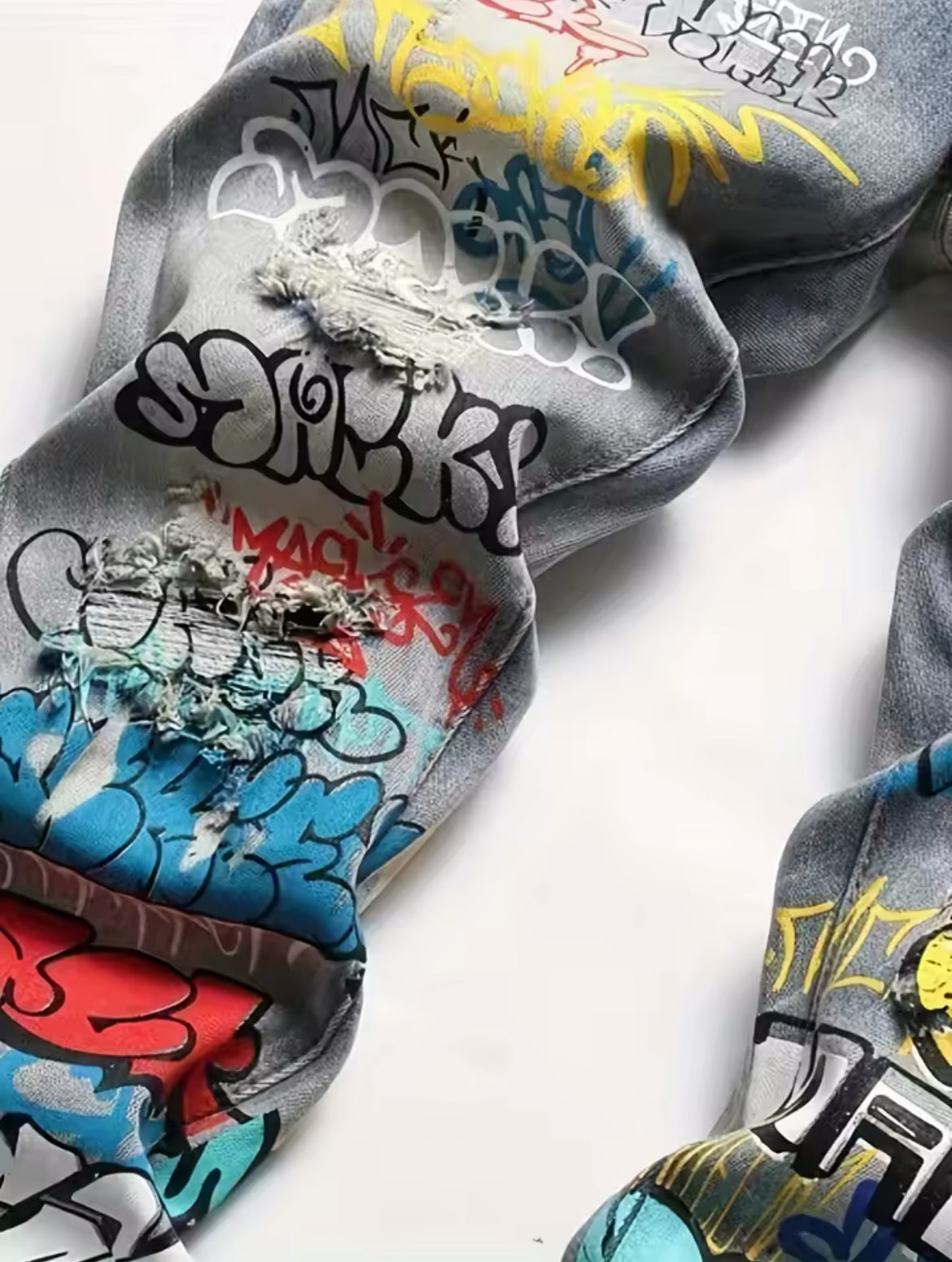 Graffiti Street Art Slim Fit Jeans for Men - Urban Printed Denim
