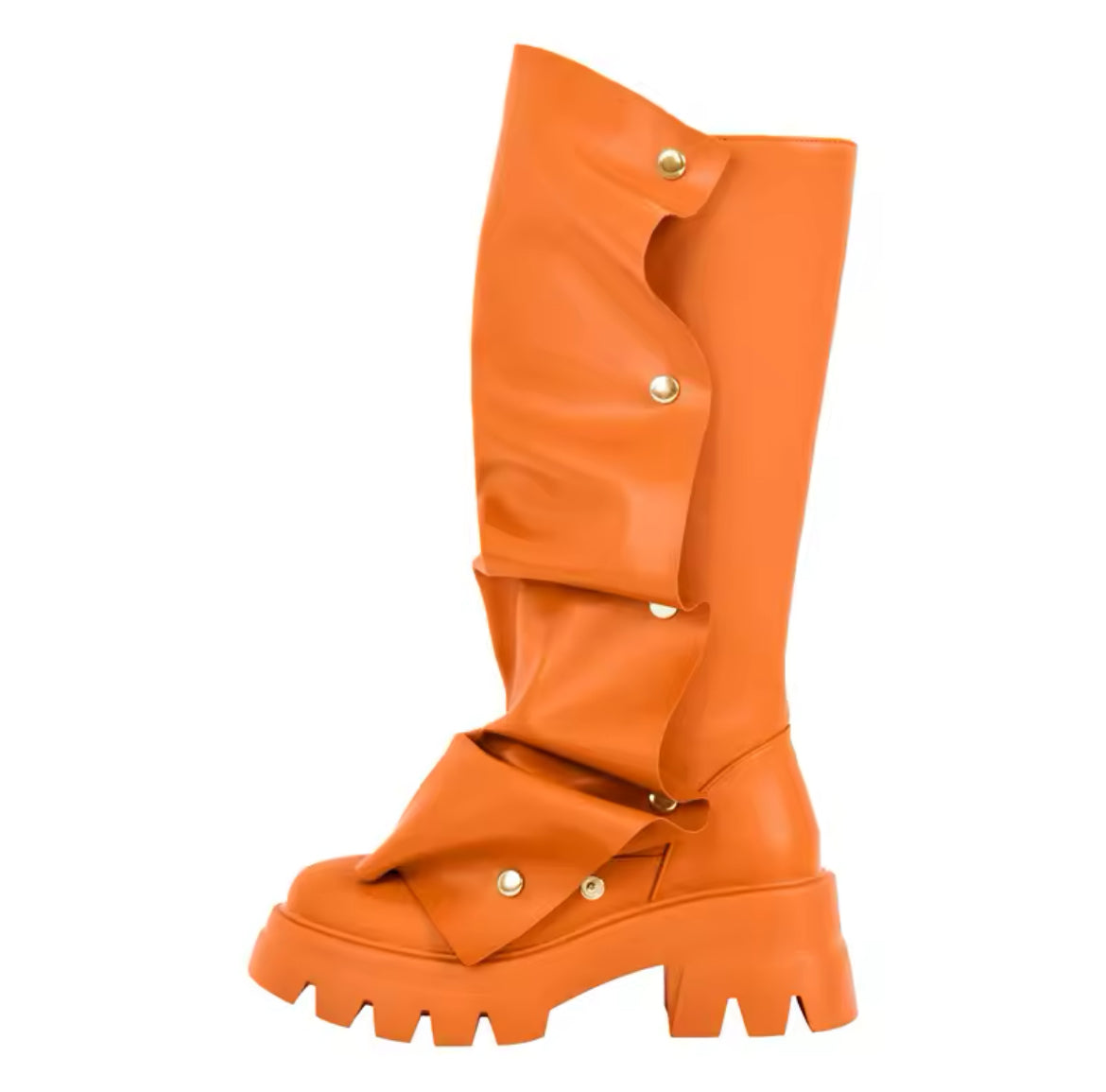 Slouchy Wrinkled Combat Chunky Stylish Glam Boots