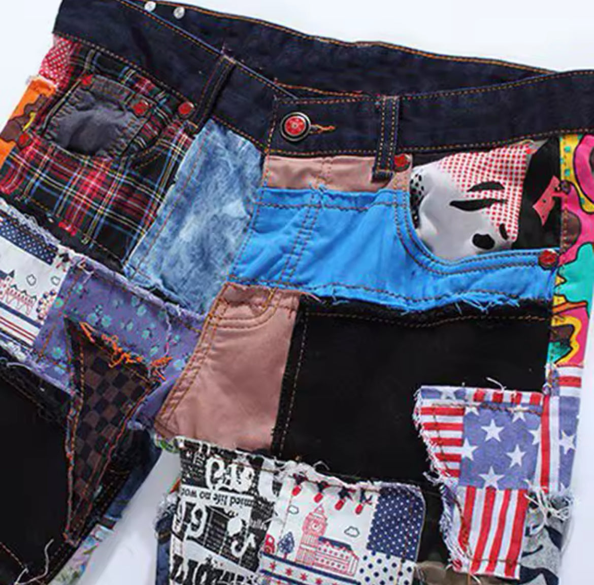 New Urban Patchwork Statement Jeans Bold Vintage-Inspired Slim Fit Denim