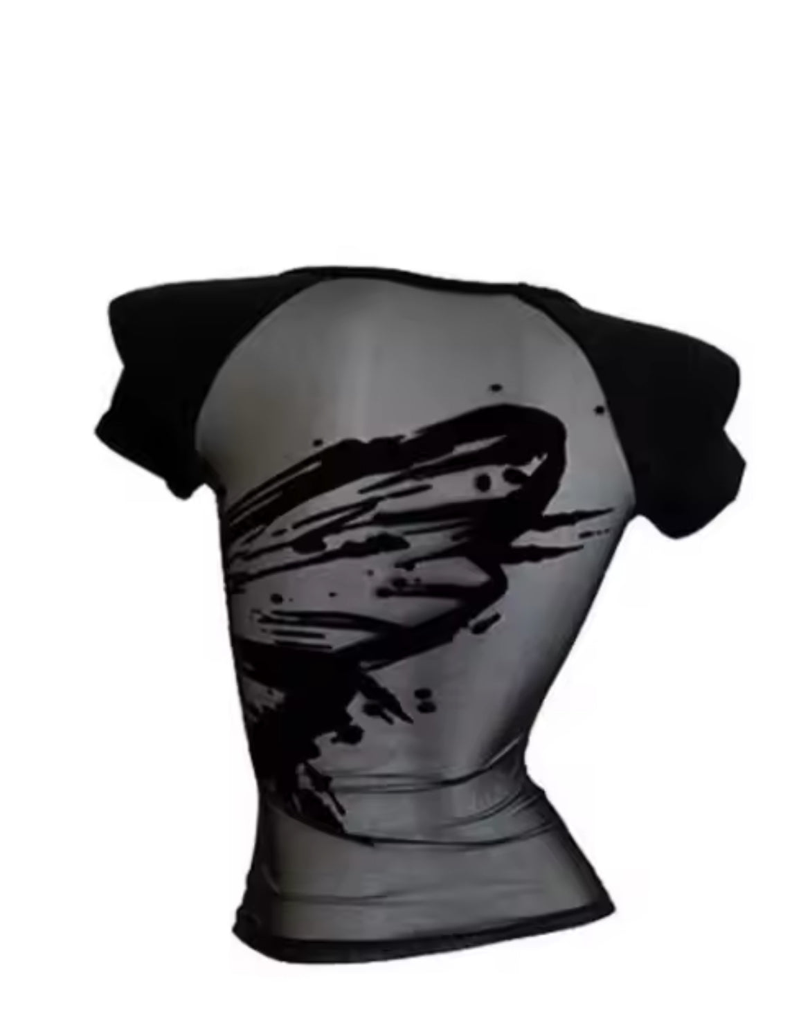 New Black Mesh Back Gothic Print Women’s T-Shirts Two Styles