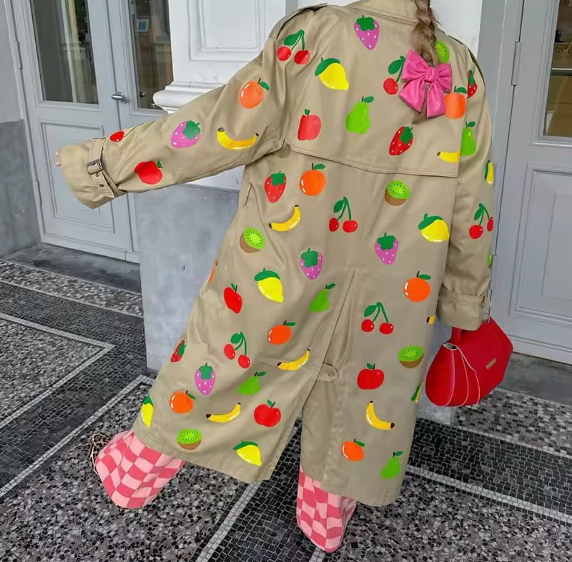 New Hot Off The Runway Fruity Single-Breasted Stylish Trench Coat