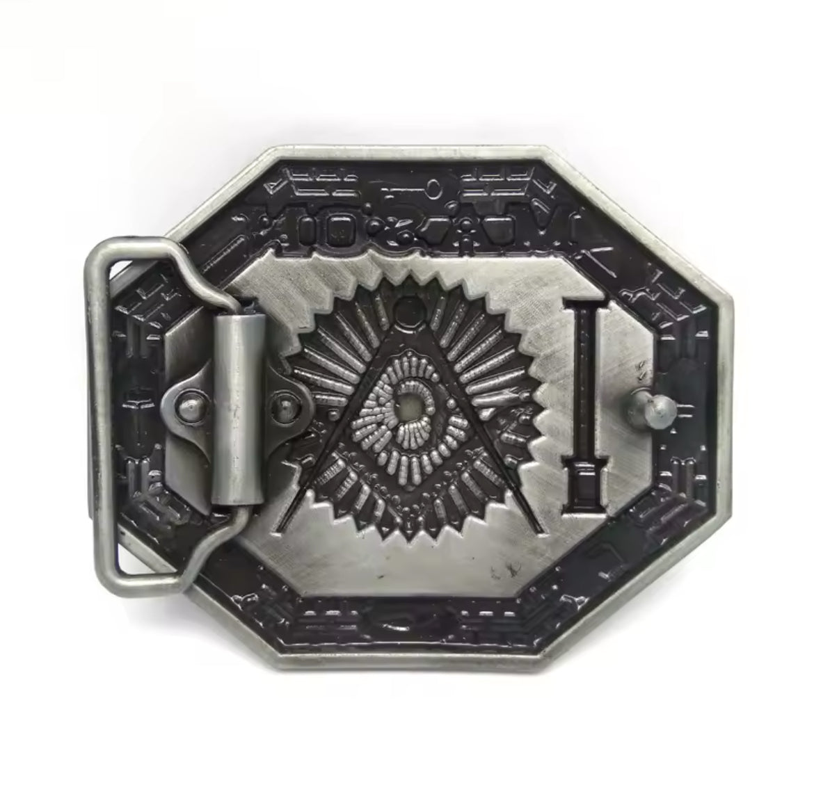 New Freemason PU Leather Belt with Zinc Alloy Buckle - Masonic Symbol Design