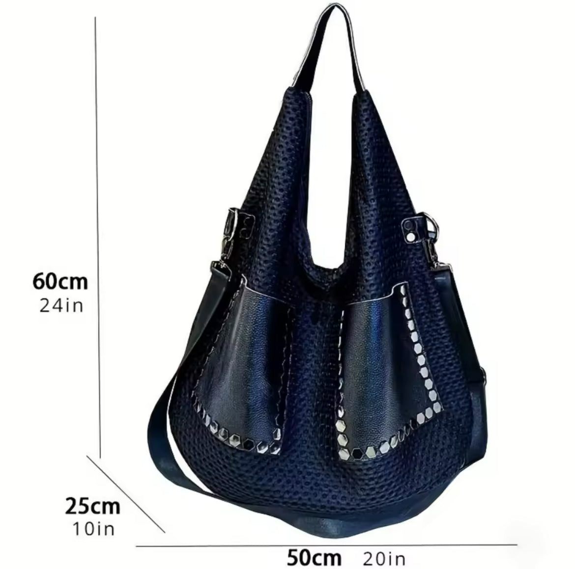 Retro Large Mesh Studded Hobo Handbag