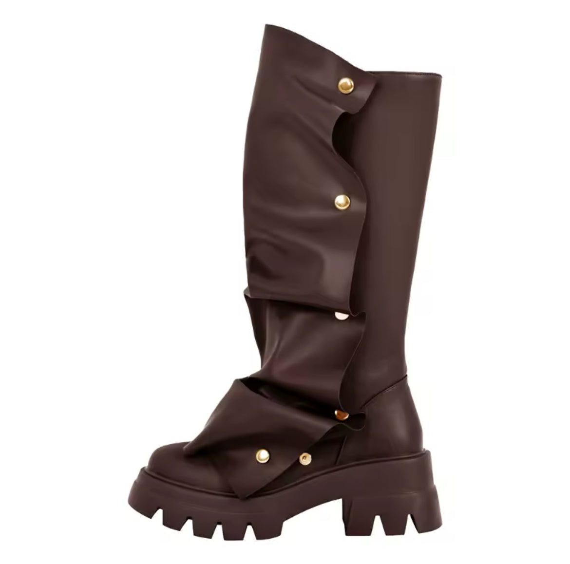 Slouchy Wrinkled Combat Chunky Stylish Glam Boots