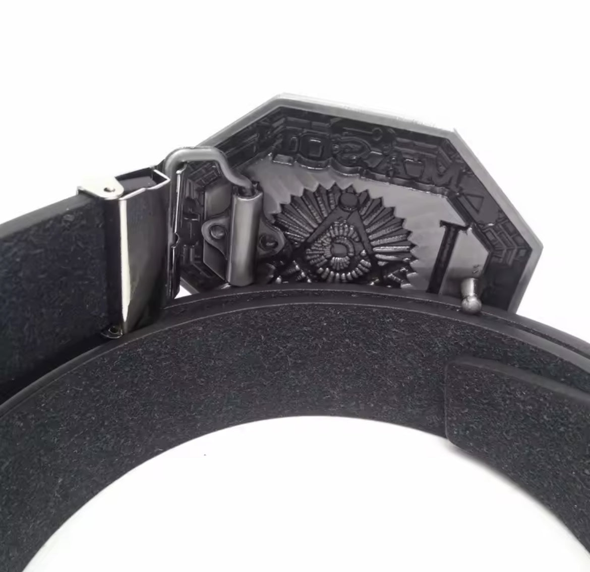 New Freemason PU Leather Belt with Zinc Alloy Buckle - Masonic Symbol Design