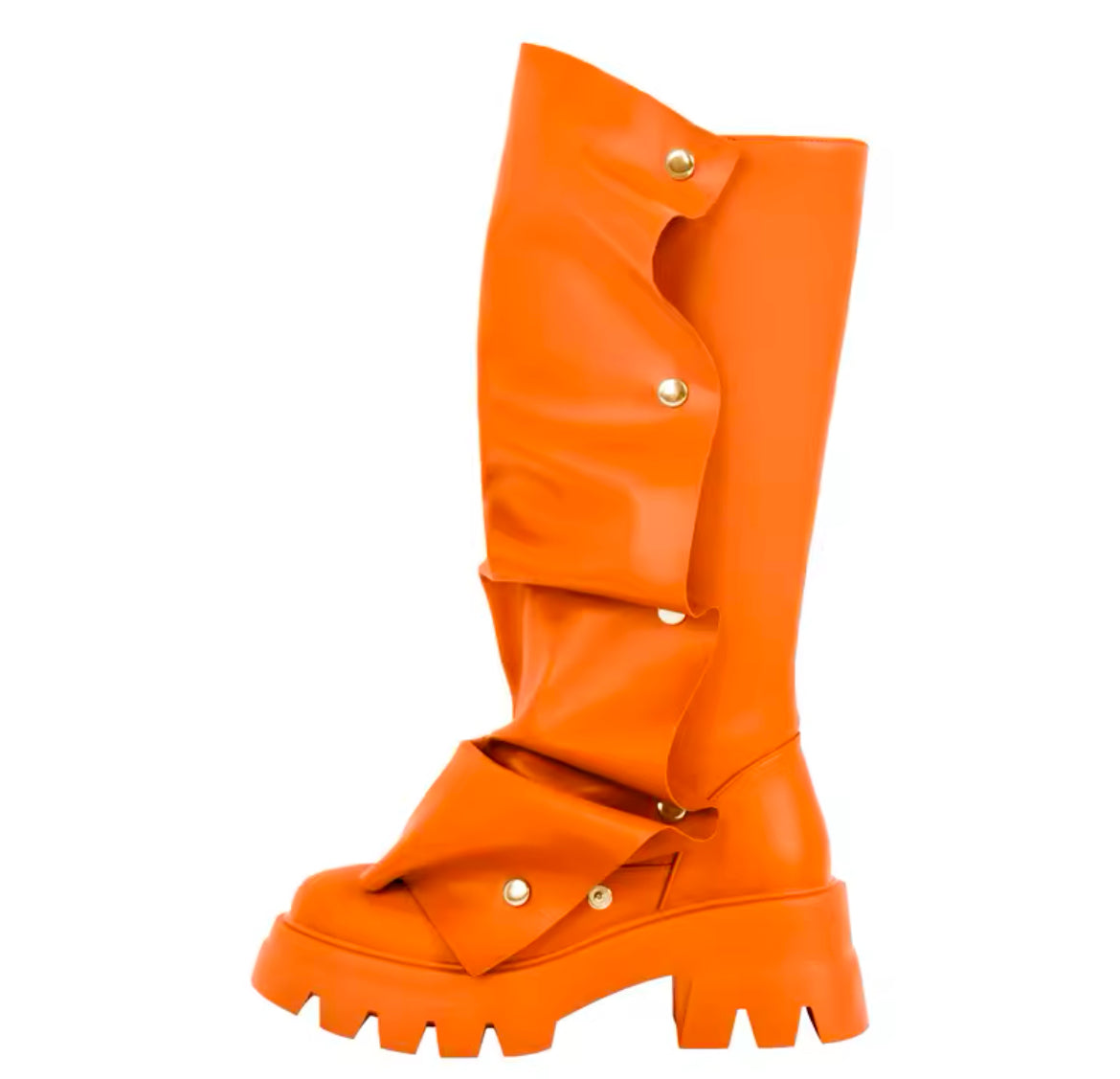 Slouchy Wrinkled Combat Chunky Stylish Glam Boots