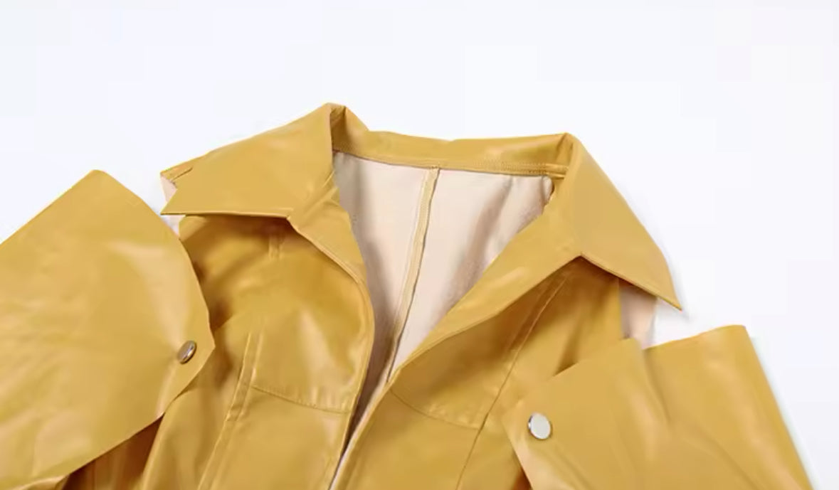 Bold Statement Yellow Faux Leather Jacket