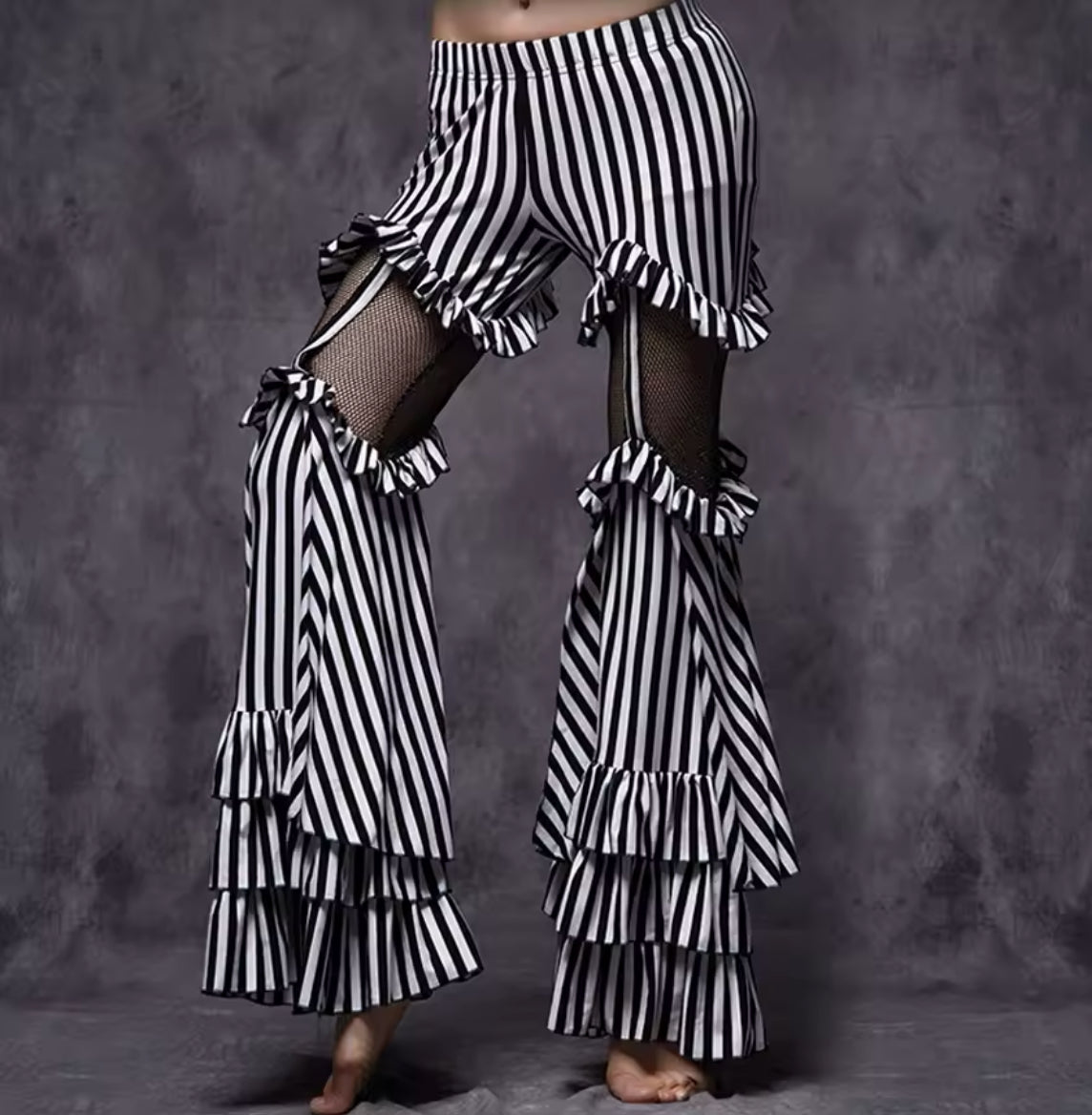 New Restock Limited Sizes Women Bell-Bottom Style Flared Striped Low Waist Pants M L
