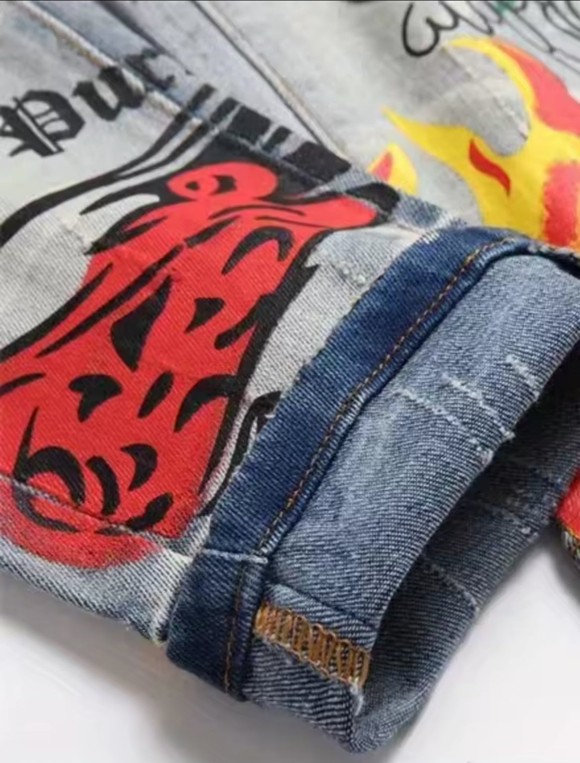 Hot New Rebel Skull Graffiti Slim Fit Jeans Edgy Streetwear Denim