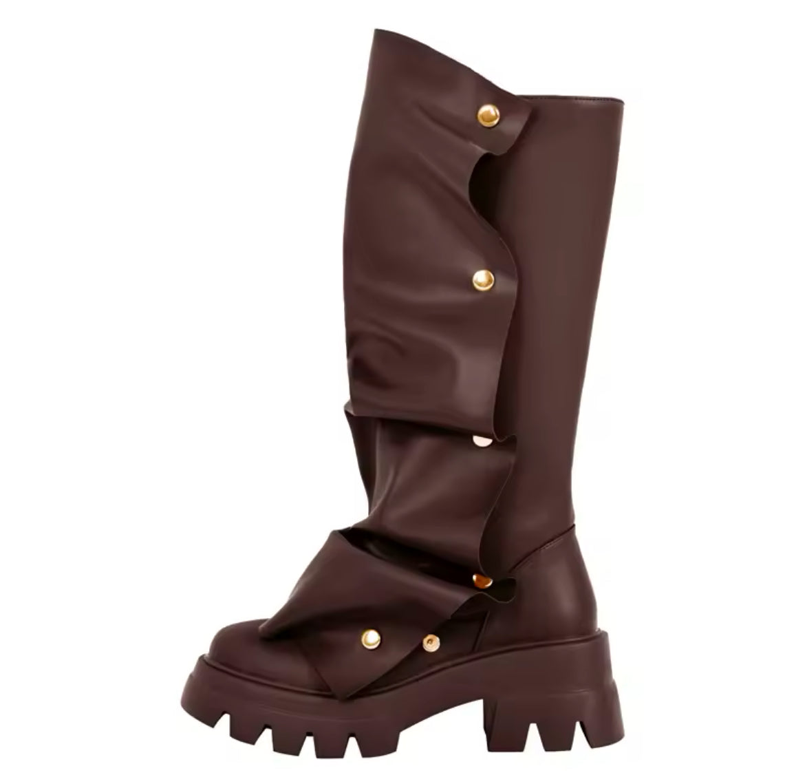 Slouchy Wrinkled Combat Chunky Stylish Glam Boots