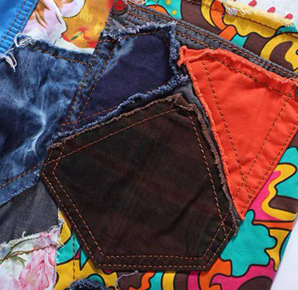 New Urban Patchwork Statement Jeans Bold Vintage-Inspired Slim Fit Denim