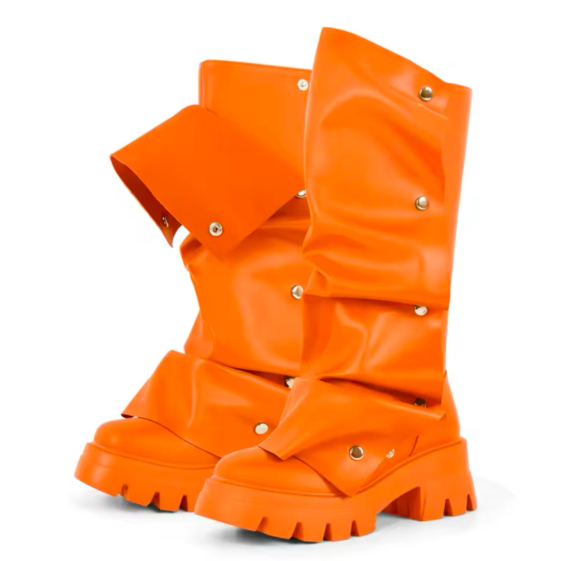 Slouchy Wrinkled Combat Chunky Stylish Glam Boots