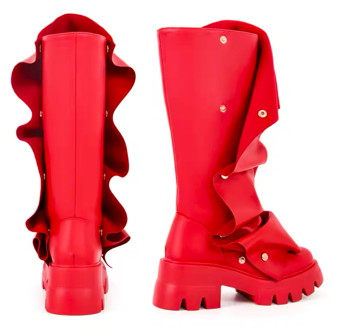 Slouchy Wrinkled Combat Chunky Stylish Glam Boots