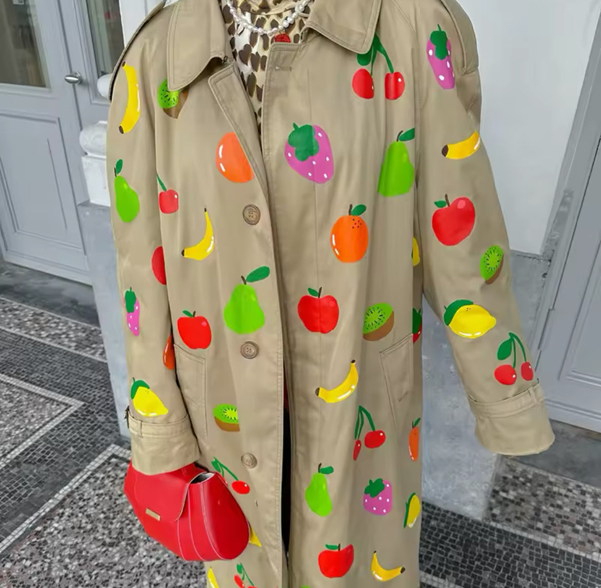 New Hot Off The Runway Fruity Single-Breasted Stylish Trench Coat
