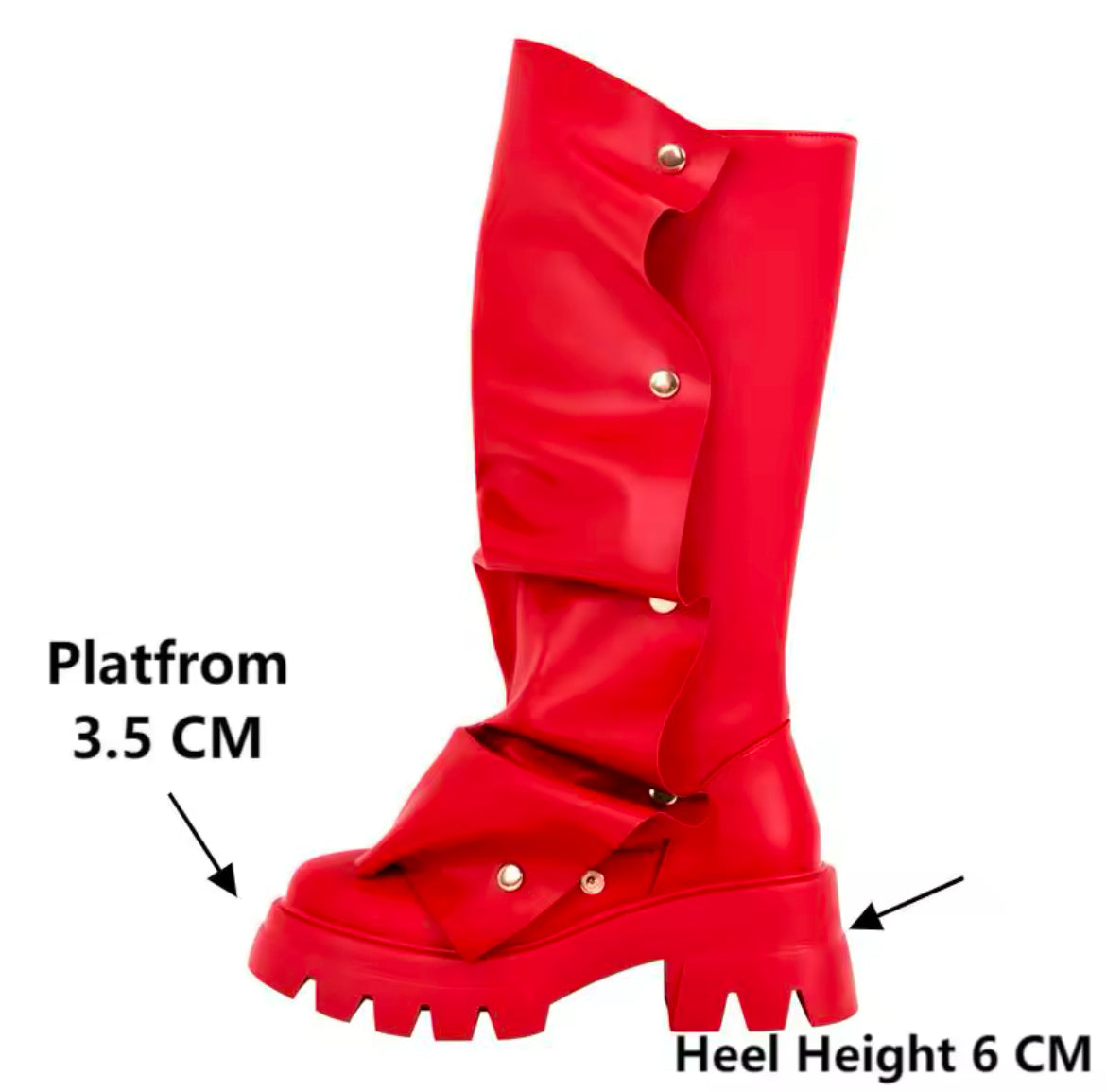 Slouchy Wrinkled Combat Chunky Stylish Glam Boots