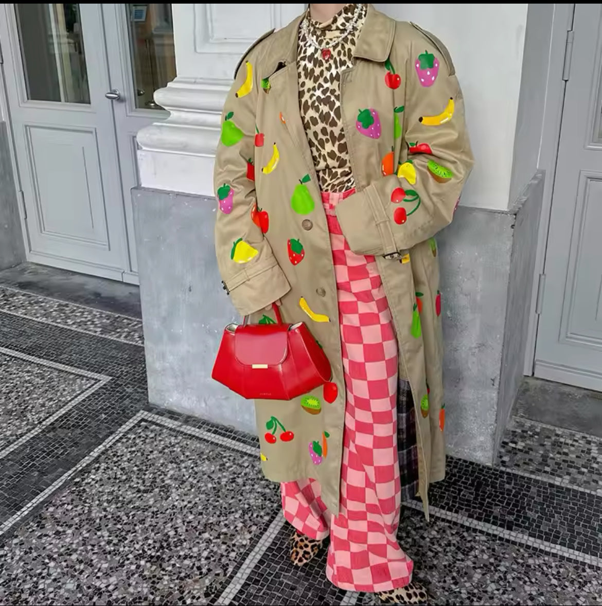 New Hot Off The Runway Fruity Single-Breasted Stylish Trench Coat