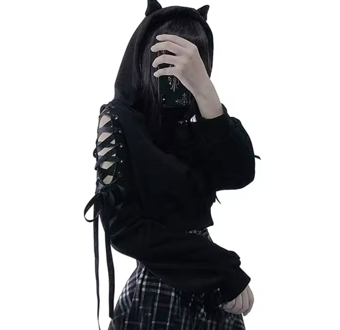New Arrivals 4 Designs To Choose From Women’s Cat Design Gothic Witchy Black Hooded Sweatshirt