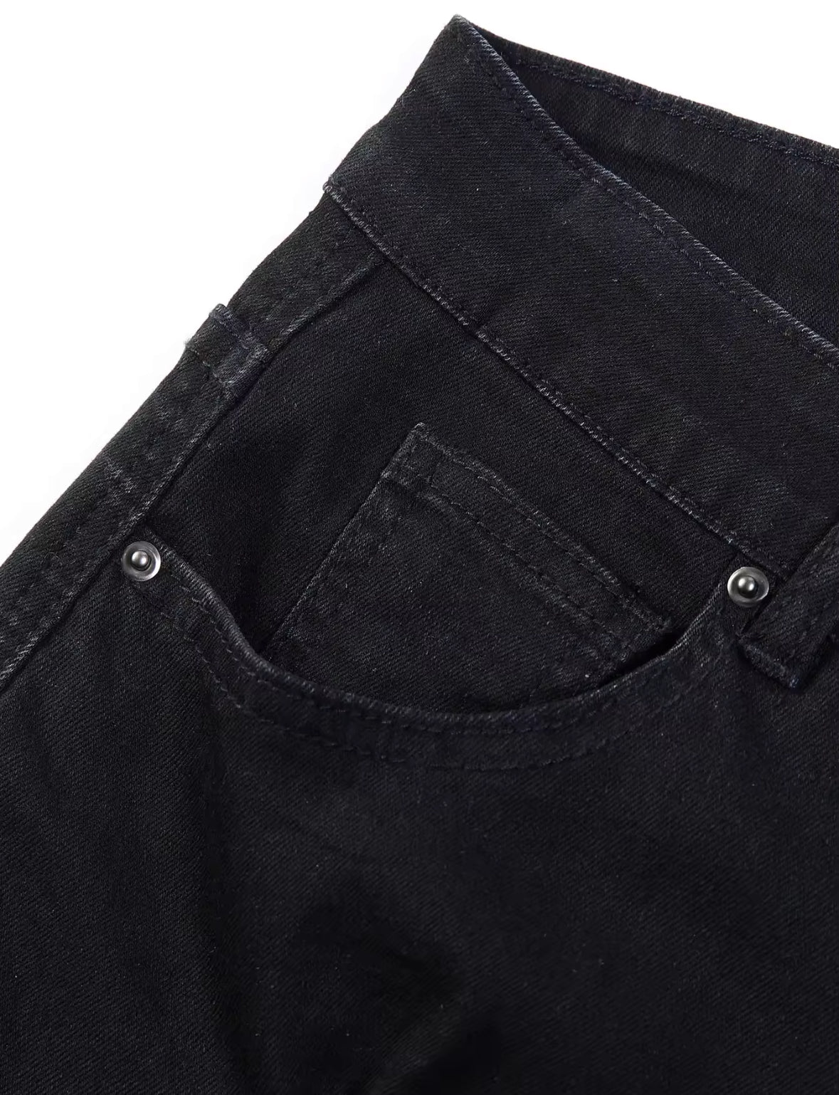 Mens Streetwear Distressed Flare Jeans Retro Patchwork Denim with Frayed Spiral Detailing