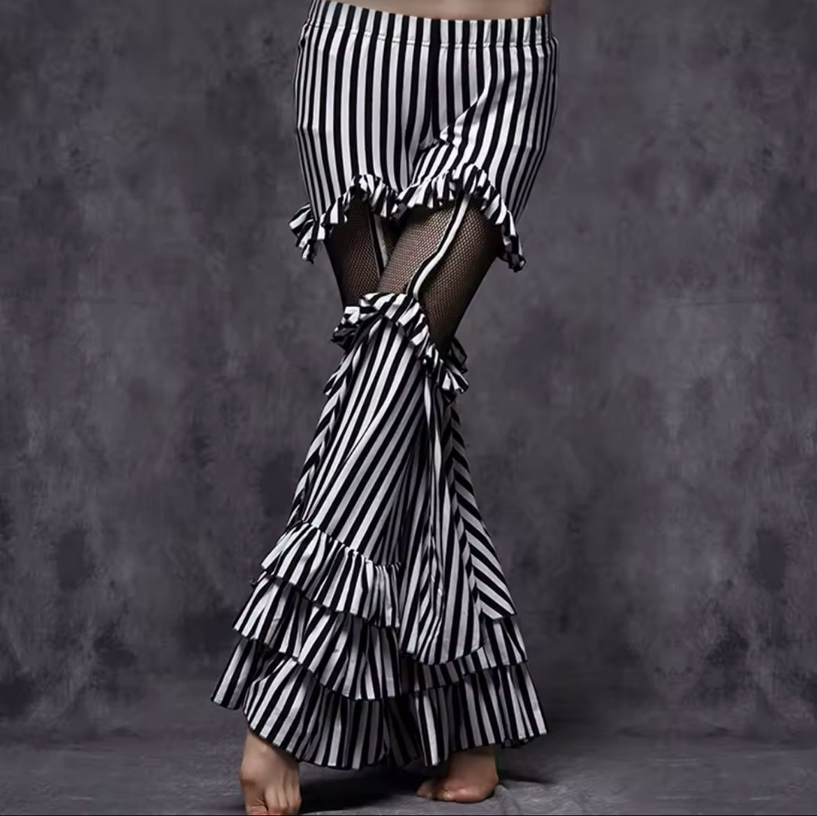New Restock Limited Sizes Women Bell-Bottom Style Flared Striped Low Waist Pants M L