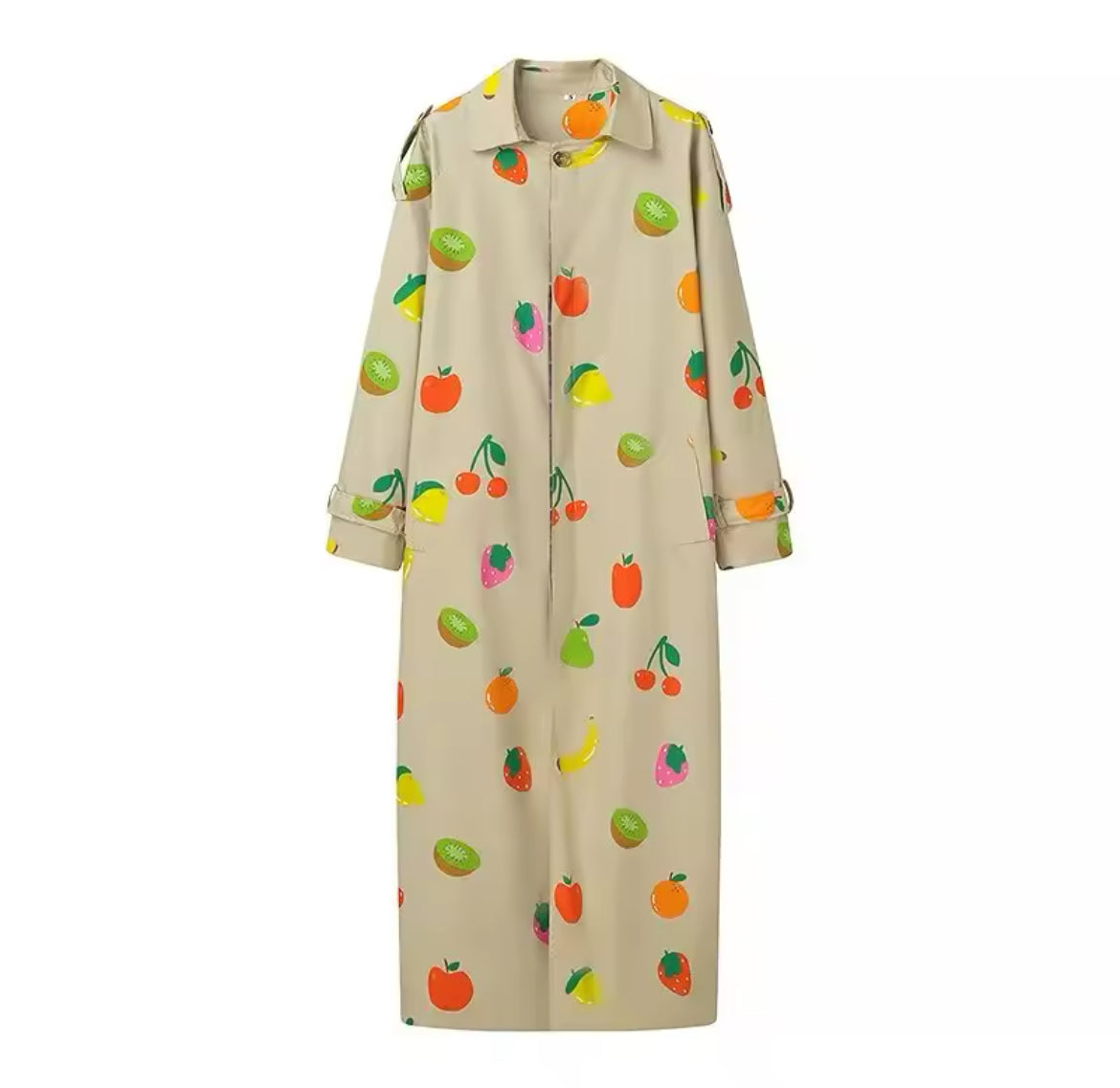 New Hot Off The Runway Fruity Single-Breasted Stylish Trench Coat