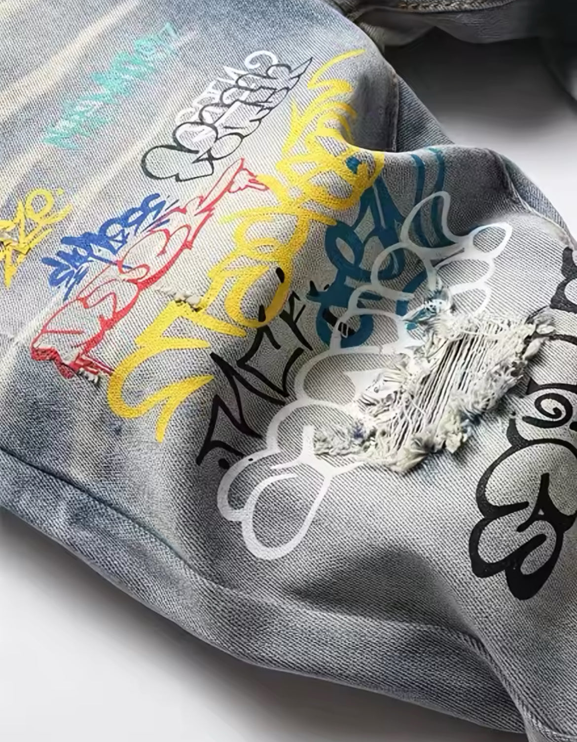 Graffiti Street Art Slim Fit Jeans for Men - Urban Printed Denim