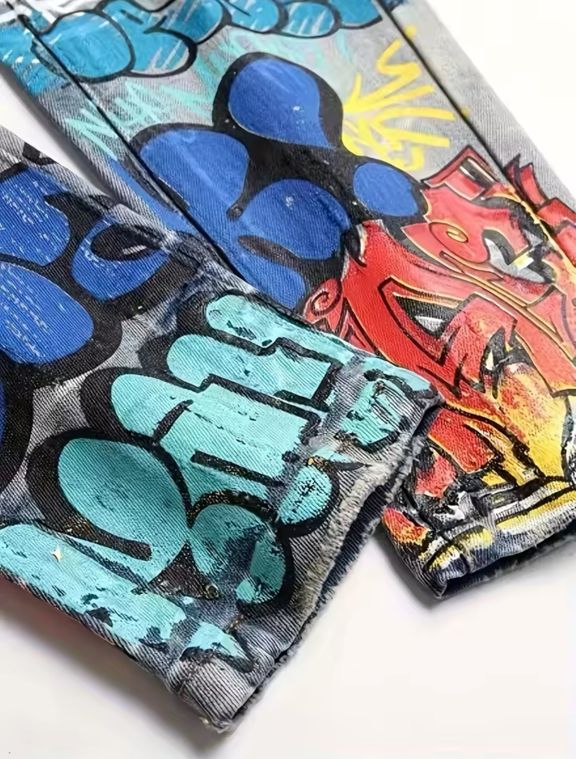 Graffiti Street Art Slim Fit Jeans for Men - Urban Printed Denim
