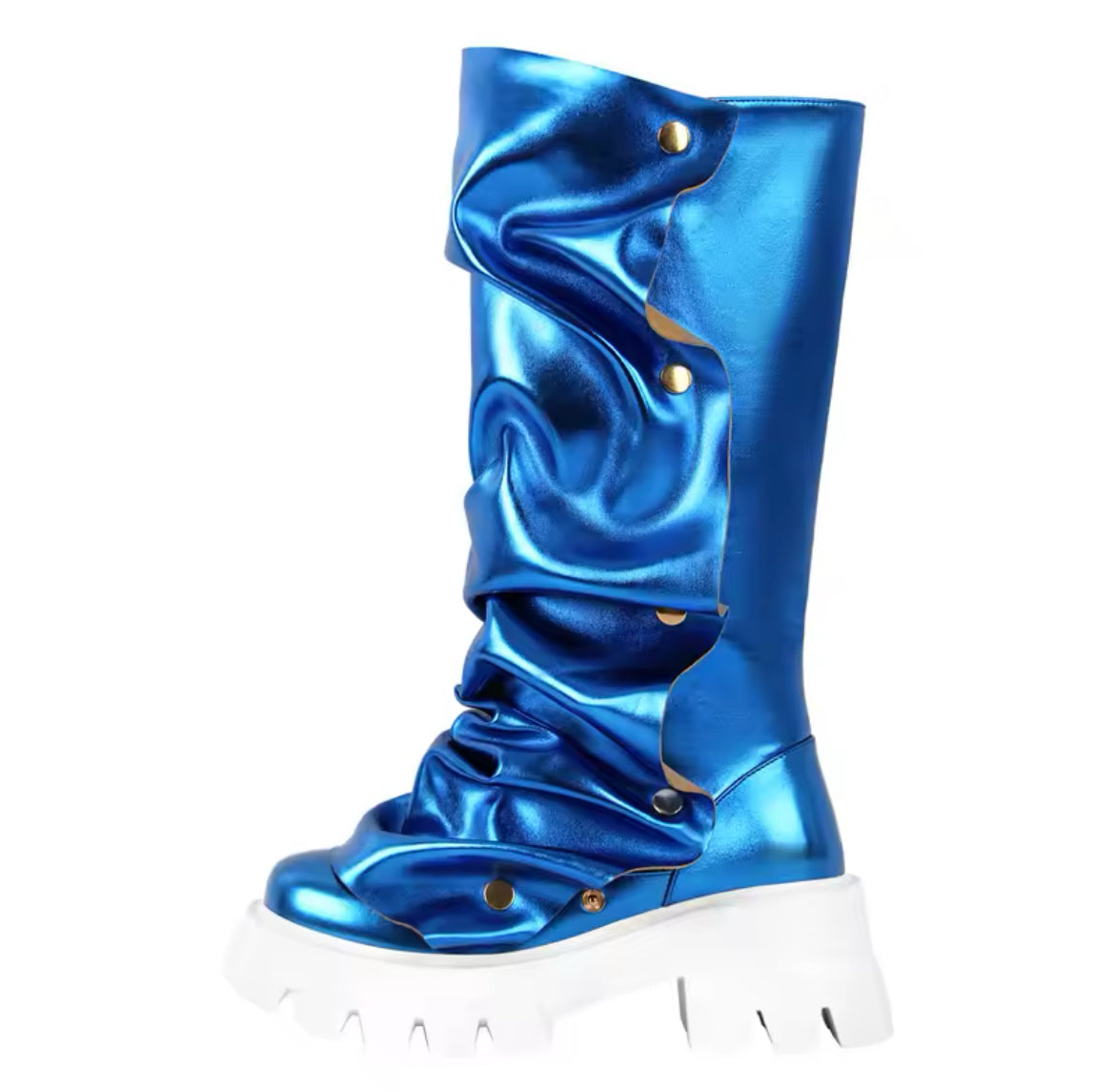 Slouchy Wrinkled Combat Chunky Stylish Glam Boots