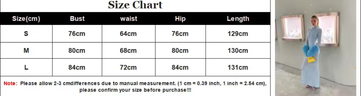 NEW Sky Luxe Turtleneck Runway Dress – Long Sleeve Maxi with Bodysuit Lining