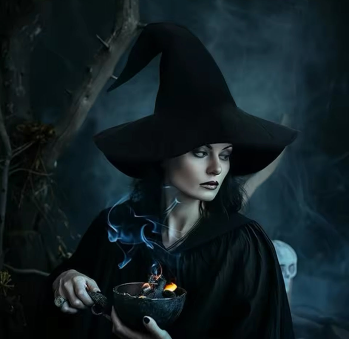 “Magickal Black Velvet Witch Hat – Vintage-Inspired Ritual & Costume Accessory”