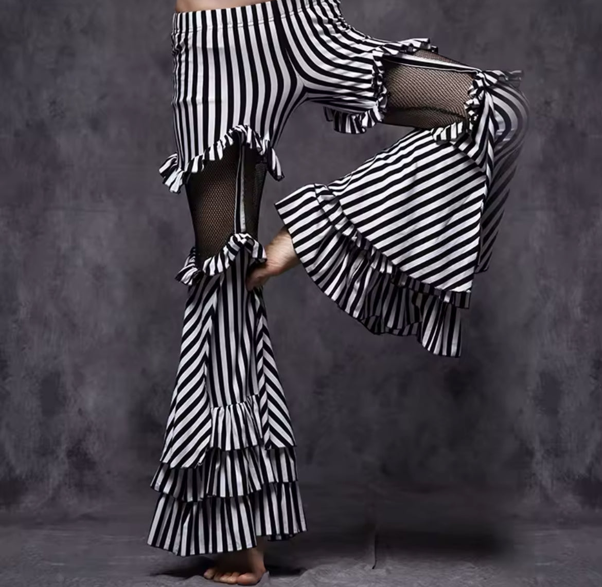 New Restock Limited Sizes Women Bell-Bottom Style Flared Striped Low Waist Pants M L