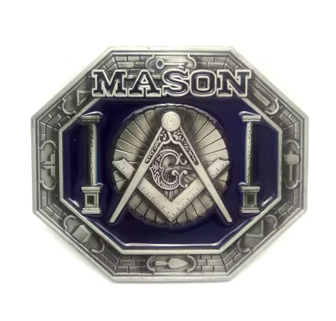 New Freemason PU Leather Belt with Zinc Alloy Buckle - Masonic Symbol Design