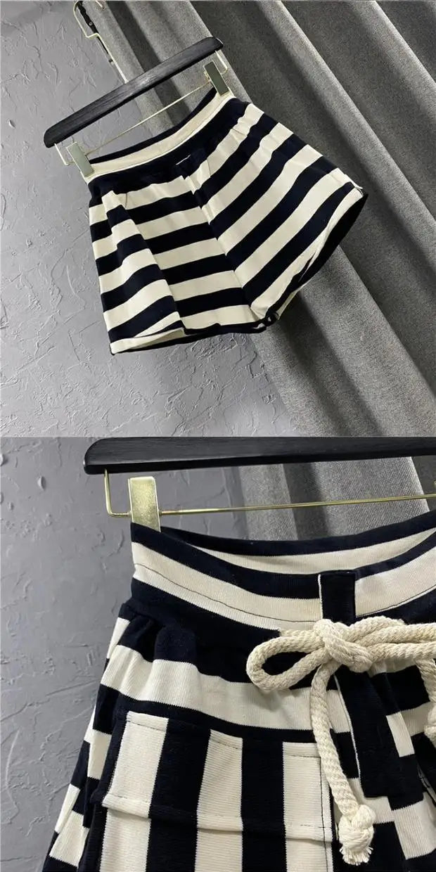 New Arrival High-Waist Striped Shorts
