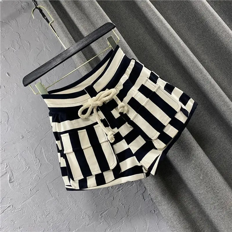 New Arrival High-Waist Striped Shorts