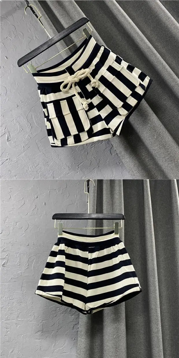 New Arrival High-Waist Striped Shorts