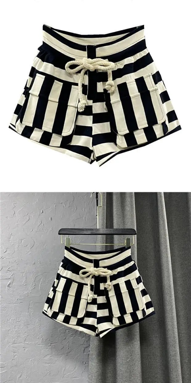 New Arrival High-Waist Striped Shorts