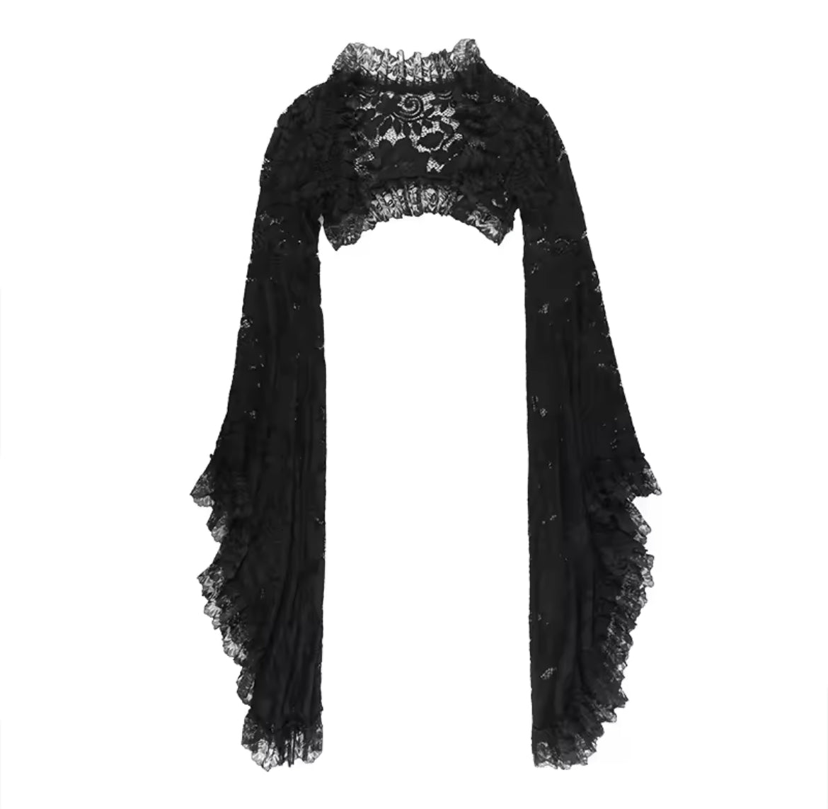 Dark Enchantress Gothic Lace Dress & Bell Sleeve Shawl “Vintage-Inspired Elegance”