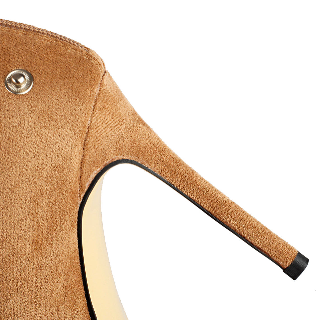New Pointy Toe Studded Wrinkle Runway Stiletto Knee-High Boots
