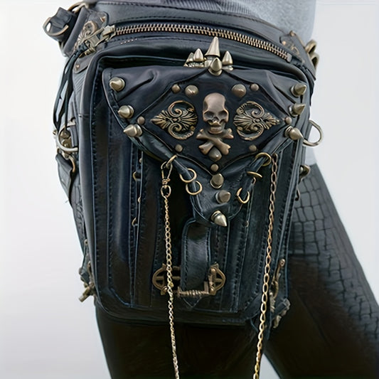 New Exclusive Gothic Skull Chain Studded Crossbody Bag
