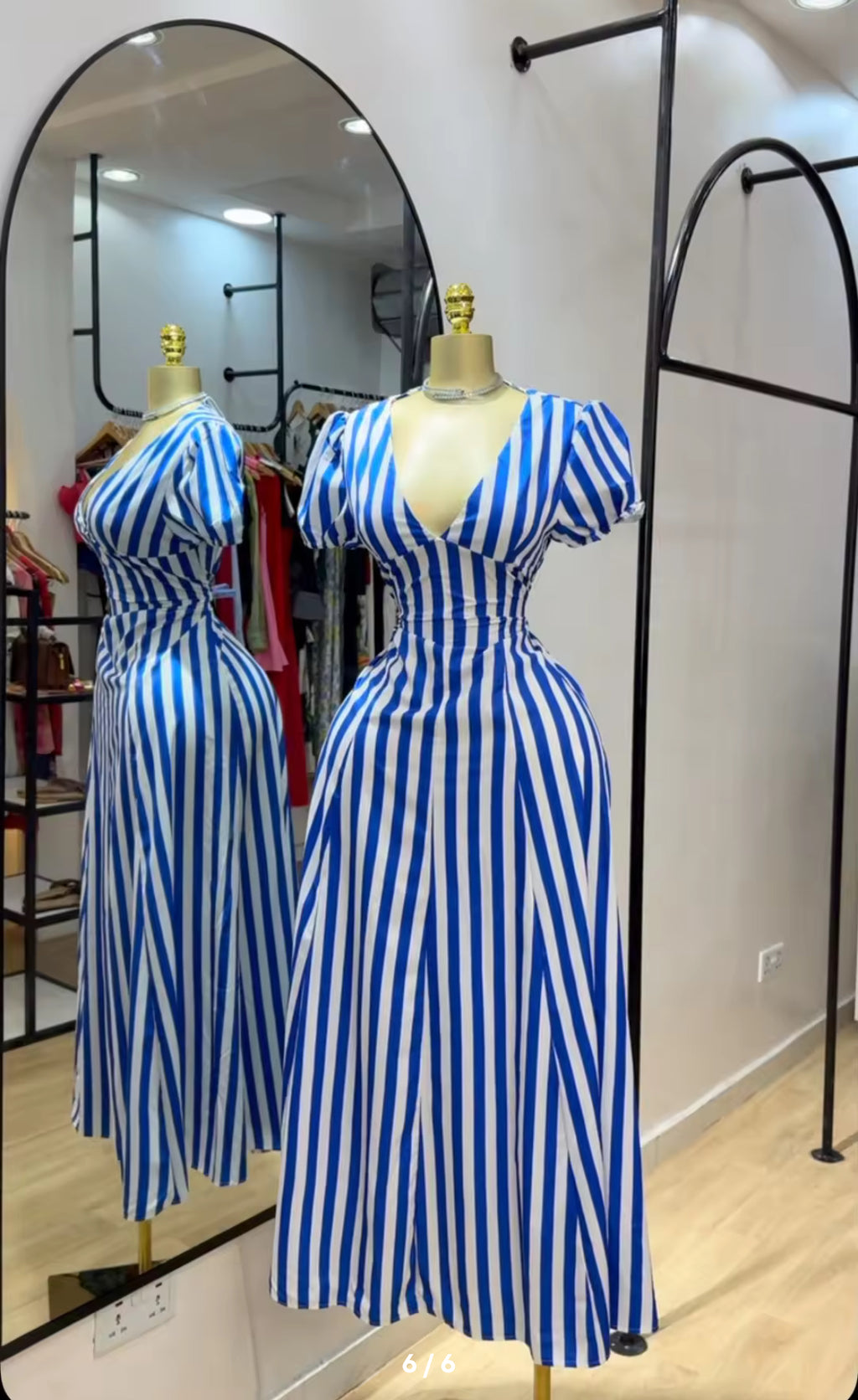 Bold in Blue | Deep V Puff Sleeve Maxi Dress