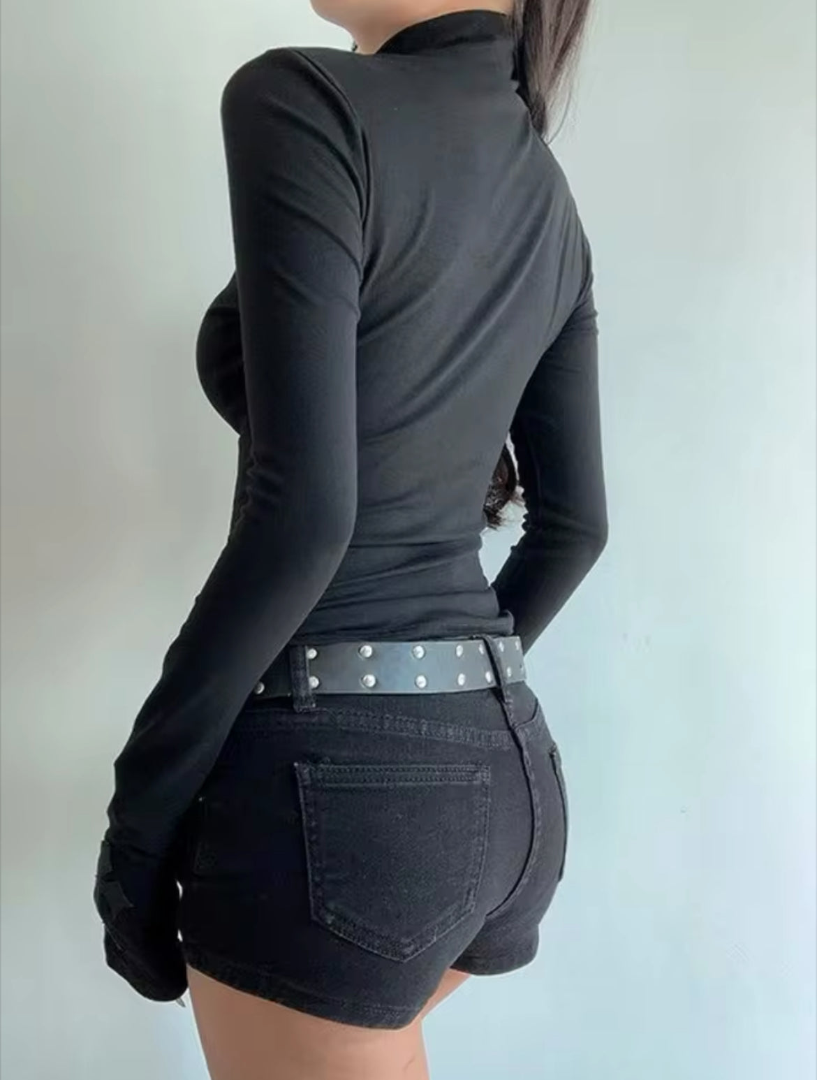 New Turtle-Neck Cross Gothic Long-Sleeve Women’s Top