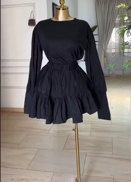 Chic Asymmetrical Ruffle Mini Dress – Black, Green, Rose Pink
