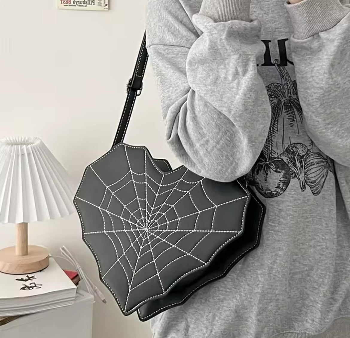 New Gothic Spiderweb Heart Backpack Unique & Stylish Women’s Bag