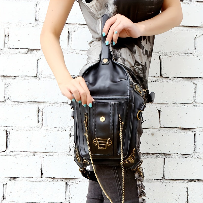 New Exclusive Gothic Skull Chain Studded Crossbody Bag