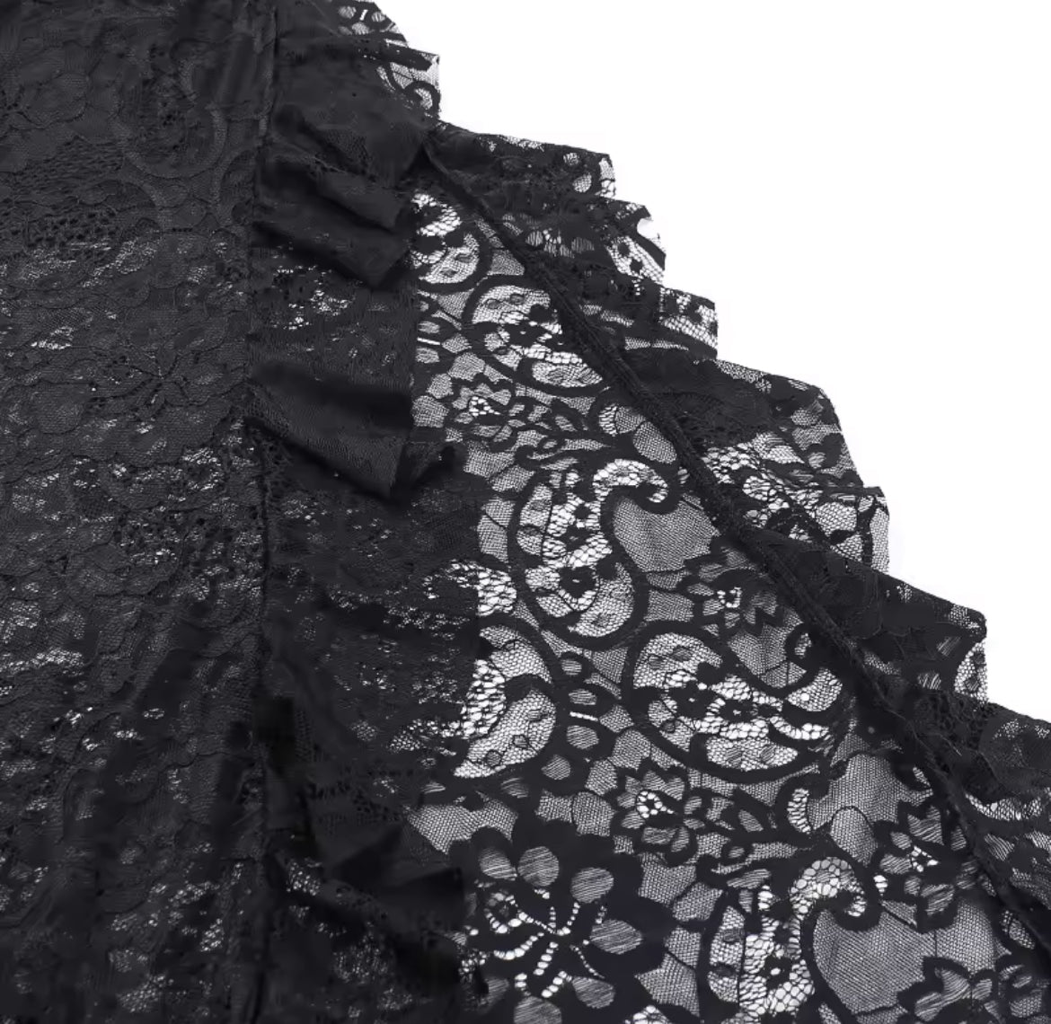 Dark Enchantress Gothic Lace Dress & Bell Sleeve Shawl “Vintage-Inspired Elegance”